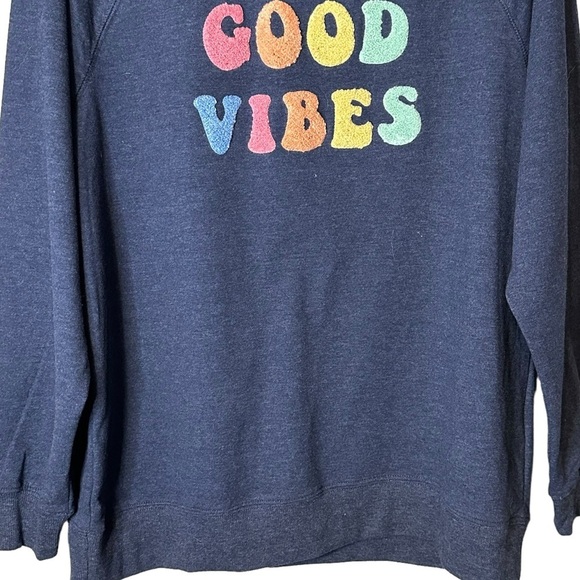 Wildfox Good Vibes Blue Terry Cloth Spell Out Sweatshirt Size Small - Picture 5 of 11